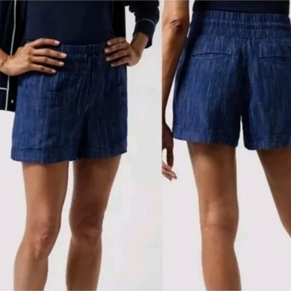 Athleta Navy Blue Pull-On Denim-Style Shorts - Picture 1 of 4
